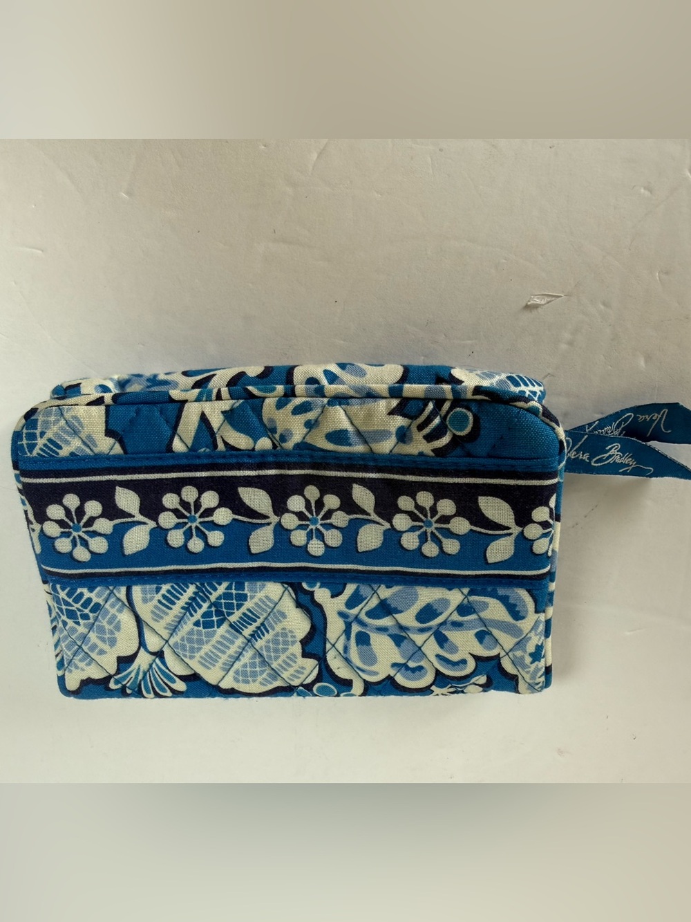 Vera Bradley Blue Lagoon One for the Money Kiss Snap Coin Purse Bifold Wallet